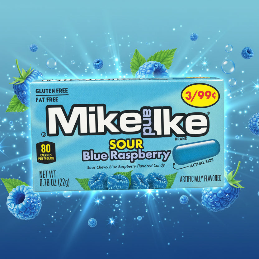 Mike and ike sour blue raspberry mini box – Le Shack à Snack